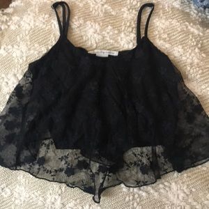 NWOT American Rag black lace crop tank-Small